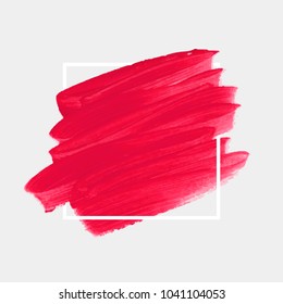 Brush painted acrylic abstract background illustration vector over square frame. Perfect watercolor design for headline, logo and sale banner. 