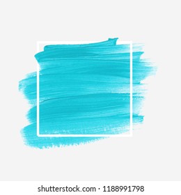 Brush painted acrylic abstract background illustration vector over square frame. Perfect watercolor design for headline, logo and sale banner. 