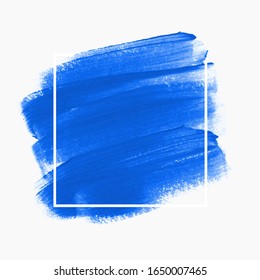 Brush painted acrylic abstract background vector over square frame. Perfect watercolor design for headline, logo and sale banner. 