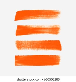 Brush painted acrylic textured stripes set isolated vector background. Watercolor stroke set.