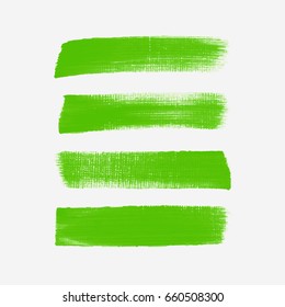 Pincel pintado de rayas texturadas acrílicas conjunto de fondo vectorial aislado. Juego de trazo de color de agua.