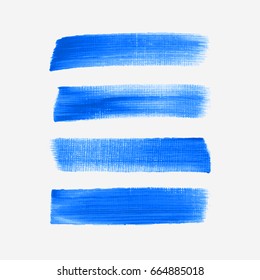 Brush painted acrylic textured stripes set isolated vector background. Watercolor stroke set.