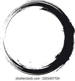 Marco de círculo negro pintado de pincel. Anillo de salpicaduras dibujado por el vector.