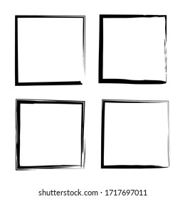 Pinselstrich schwarzer Rahmen. Vierstufige quadratische Rahmen im künstlerischen Stil. Einzigartiger quadratischer Rahmen. Vektorillustration. Stockfoto.