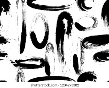 Brush painted of black ink, Abstract seamless pattern
