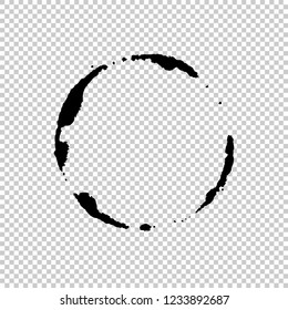 Brush painted black ink circle on transparent background. Icon, logo, banner design. Seamless background with a chessboard. Vector illustration for your design.