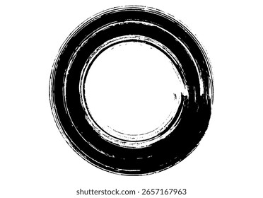 Brush painted black ink circle