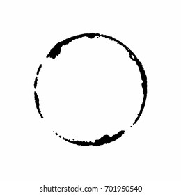 Brush painted black ink circle on white background. Vector shape. Icon, logo, banner design.