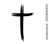 Brush painted cross icon. Vector illustration
