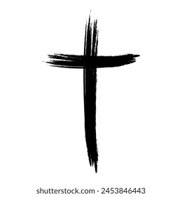 Brush painted cross icon. Vector illustration
