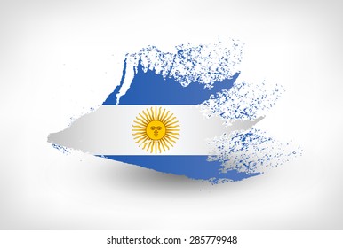 Brush painted flag of Argentina. Hand drawn style illustration with a grunge effect.