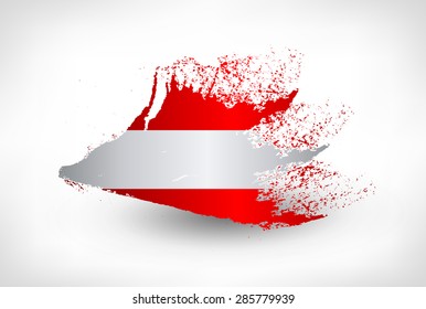 Brush painted flag of Austria. Hand drawn style illustration with a grunge effect.