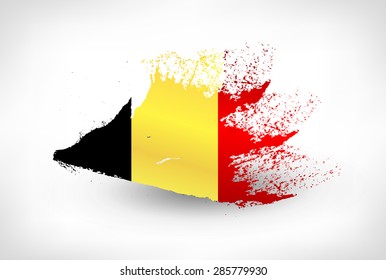 Brush painted flag of Belgium. Hand drawn style illustration with a grunge effect.