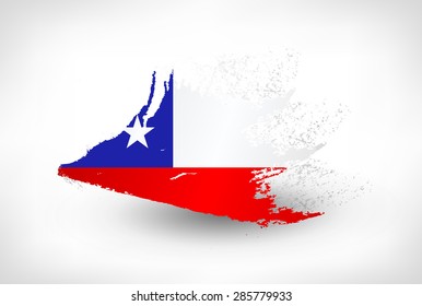 Brush painted flag of Chile. Hand drawn style illustration with a grunge effect.