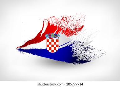 Brush Painted Flag Croatia Hand Drawn Stock Vector (Royalty Free ...