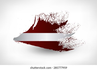 Brush painted flag of Latvia. Hand drawn style illustration with a grunge effect.
