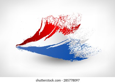 Brush painted flag of Luxembourg. Hand drawn style illustration with a grunge effect.