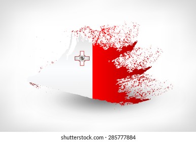 Brush painted flag of Malta. Hand drawn style illustration with a grunge effect.