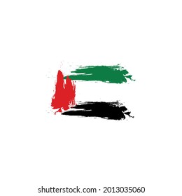 Brush painted flag of UAE. Hand drawn style illustration with a grunge effect.