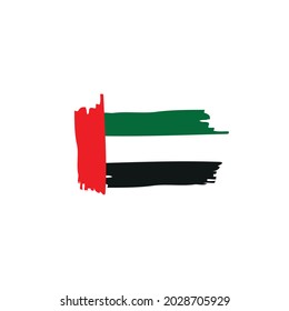 Brush painted flag of UAE. Hand drawn style illustration with a grunge effect.	