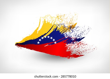 Bandera pintada de pincel de Venezuela. Ilustración de estilo dibujada a mano con un efecto grunge.