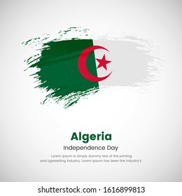 Brush painted grunge flag of Algeria country. Independence day of Algeria. Abstract creative painted grunge brush flag background.