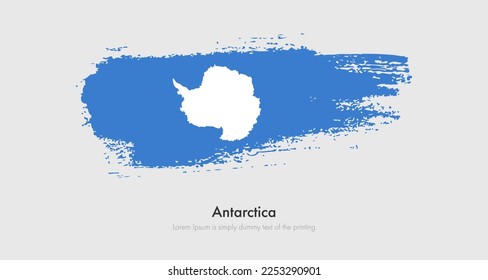 Brush painted grunge flag of Antarctica. Abstract dry brush flag on isolated background