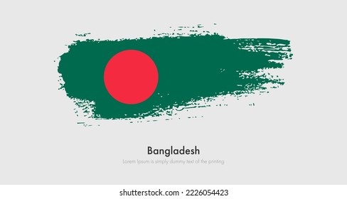 Brush painted grunge flag of Bangladesh. Abstract dry brush flag on isolated background