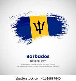 Brush painted grunge flag of Barbados country. Independence day of Barbados. Abstract creative painted grunge brush flag background.
