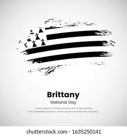 Brush painted grunge flag of Brittany country. Independence day of Brittany. Abstract creative painted grunge brush flag background.