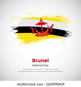 Brush painted grunge flag of Brunei country. Independence day of Brunei. Abstract creative painted grunge brush flag background.