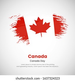 Brush painted grunge flag of Canada country. Happy Canada day. Abstract creative painted grunge brush flag background.