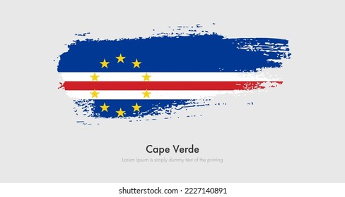 Brush painted grunge flag of Cape Verde. Abstract dry brush flag on isolated background