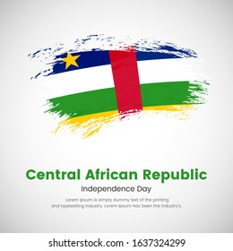 Brush painted grunge flag of Central African Republic country. Independence day of Central African Republic. Abstract creative painted grunge brush flag background.