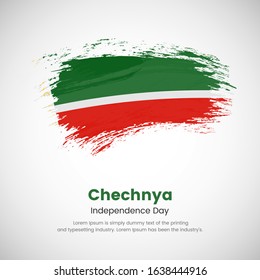 Brush painted grunge flag of Chechnya country. Independence day of Chechnya. Abstract creative painted grunge brush flag background.