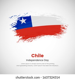 Brush painted grunge flag of Chile country. Independence day of Chile. Abstract creative painted grunge brush flag background.