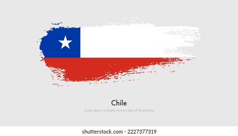 Brush painted grunge flag of Chile. Abstract dry brush flag on isolated background