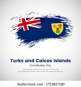 Brush painted grunge flag. Constitution day of Turks and Caicos Islands. Abstract creative painted grunge brush flag background.