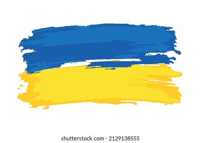 Brush painted grunge flag of country. Independence day of Ukraine. Abstract creative painted grunge brush flag background.Flag of Ukraine on an isolated white background