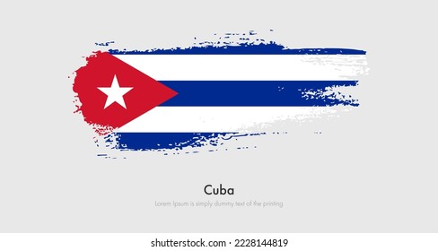Brush painted grunge flag of Cuba. Abstract dry brush flag on isolated background