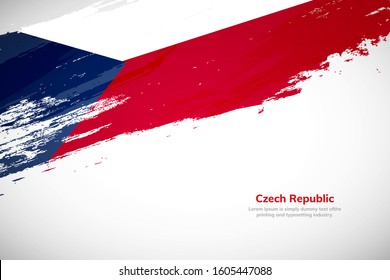 Brush painted grunge flag of Czech Republic country. Hand drawn flag style of Czech Republic. Creative brush stroke abstract concept brush flag background.