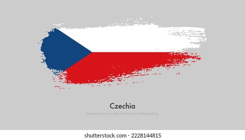 Brush painted grunge flag of Czechia. Abstract dry brush flag on isolated background