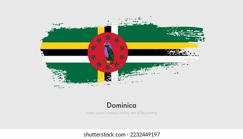 Brush painted grunge flag of Dominica. Abstract dry brush flag on isolated background
