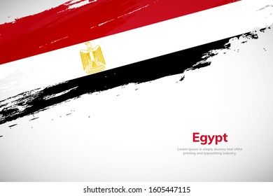 Brush painted grunge flag of Egypt country. Hand drawn flag style of Egypt. Creative brush stroke abstract concept brush flag background.
