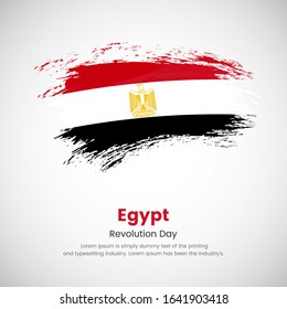 Brush painted grunge flag of Egypt country. Revolution day of Egypt. Abstract creative painted grunge brush flag background.