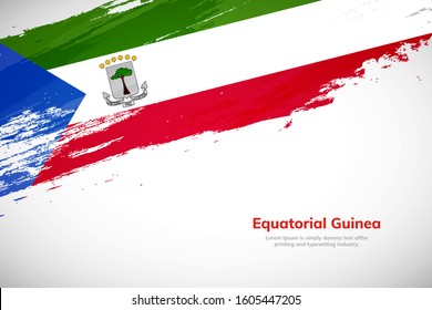 Brush painted grunge flag of Equatorial Guinea country. Hand drawn flag style of Equatorial Guinea. Creative brush stroke abstract concept brush flag background.