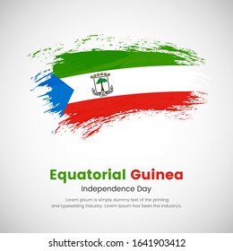 Brush painted grunge flag of Equatorial Guinea country. Independence day of Equatorial Guinea. Abstract creative painted grunge brush flag background.