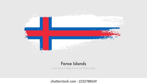 Brush painted grunge flag of Faroe Islands. Abstract dry brush flag on isolated background