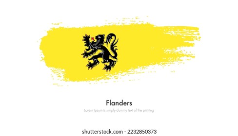 Brush painted grunge flag of Flanders. Abstract dry brush flag on isolated background