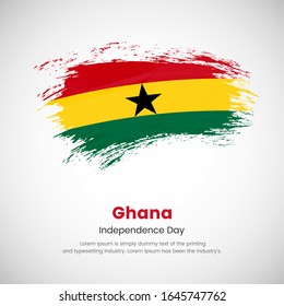 Brush painted grunge flag of Ghana country. Independence day of Ghana. Abstract creative painted grunge brush flag background.